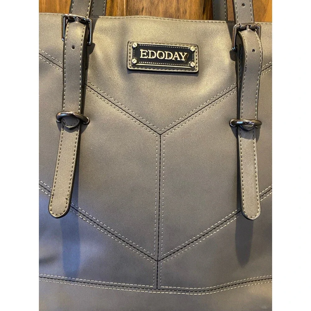 Dark Grey Laptop Work Bag w/ Adj. Straps Beautiful Stitching & Loads of Room